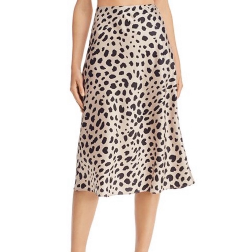 Neutral Leopard Print A-Line Midi Skirt